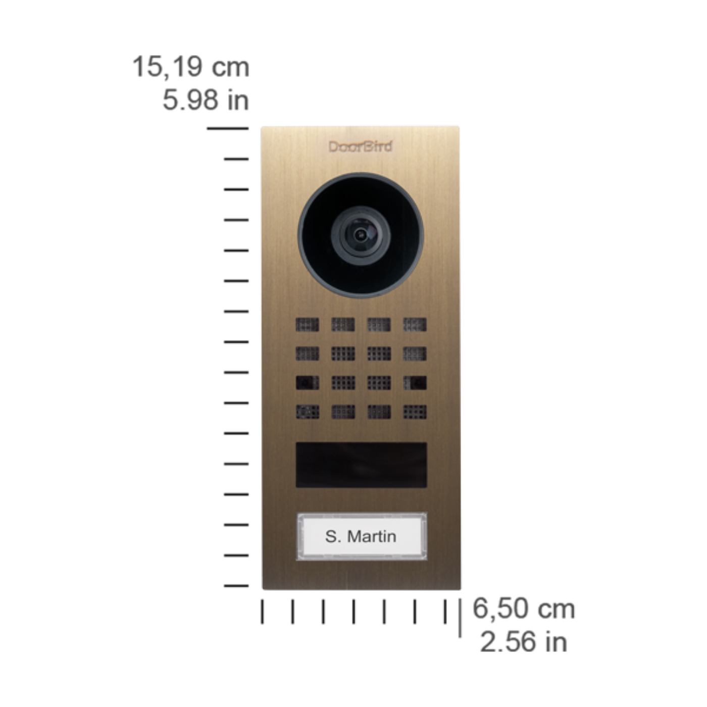 DoorBird D1101V Surface-Mount IP Video Intercom, 1 Call Button in Real Burnished Brass - 423873346