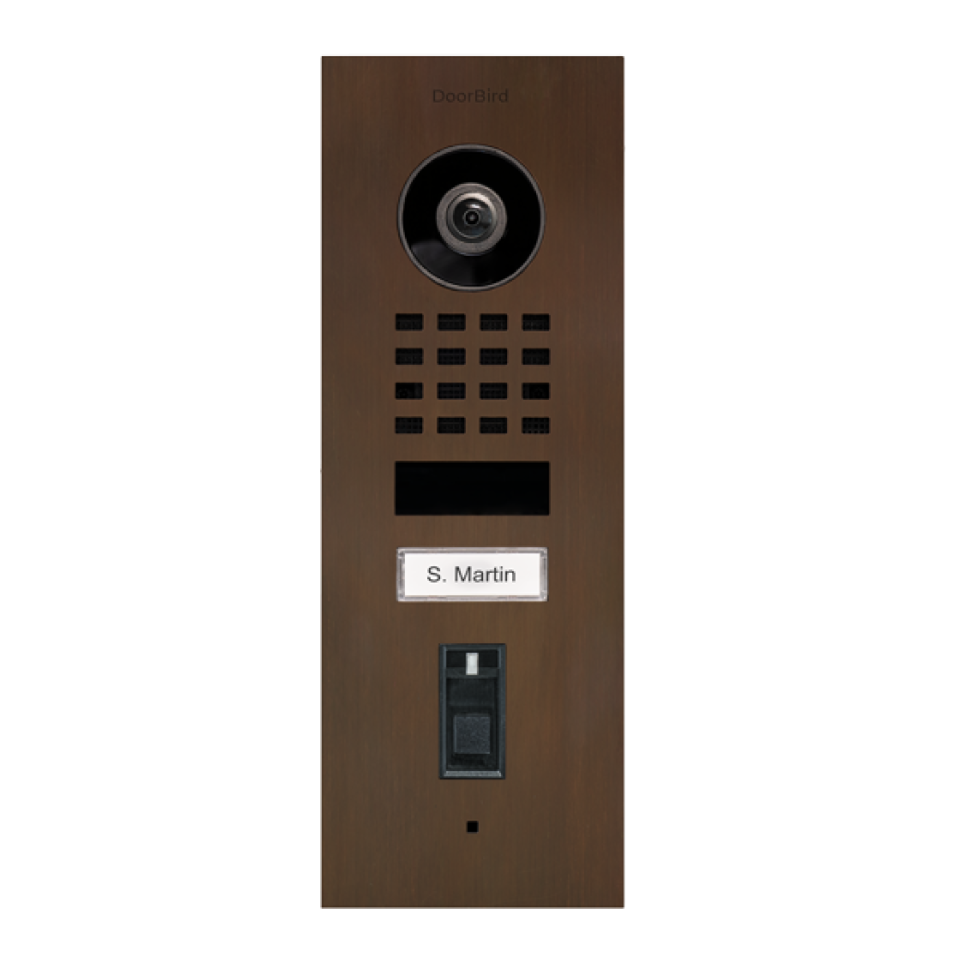 DoorBird D1101FV Fingerprint 50 Flush-Mount IP Video Door Station, 1 Call Button in Architectural Bronze - 423873513