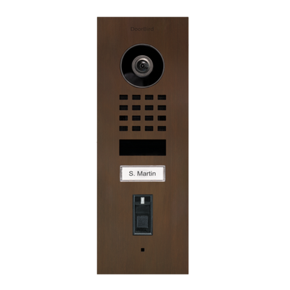 DoorBird D1101FV Fingerprint 50 Flush-Mount IP Video Door Station, 1 Call Button in Architectural Bronze - 423873513