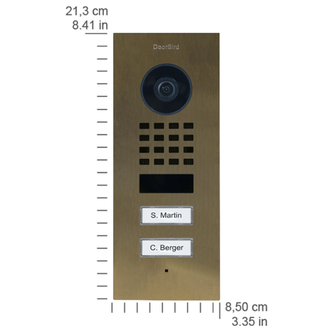 DoorBird D1102V Flush-Mount IP Video Door Station, 2 Call Button in Real Burnished Brass - 423873926