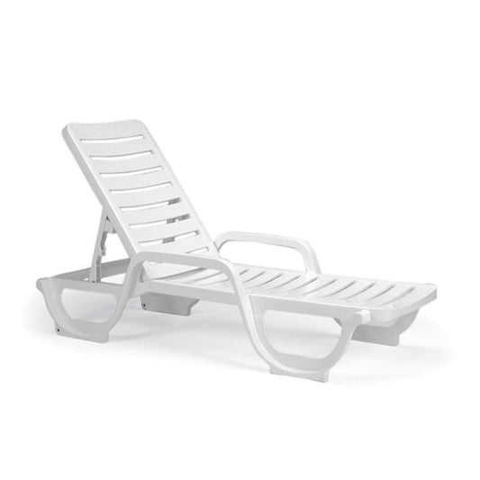 Grosfillex 44031004 White Bahia Adjustable Outdoor Chaise (6 per case)