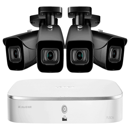 Lorex N4K2-84BB 8-Channel Fusion NVR System with Four 4K (8MP) IP Cameras Security Surveillance System New - N4K2-84BB