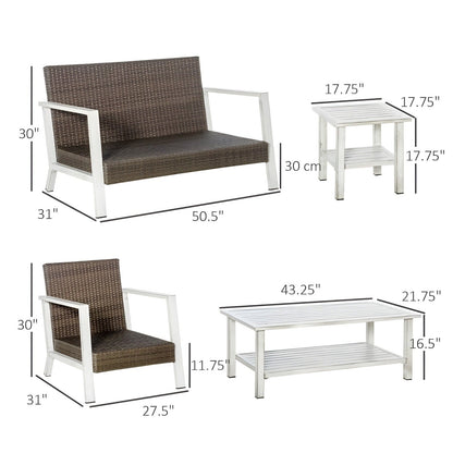 Outsunny 5 Piece Patio Wicker Sectional Conversation Sets - 860-246