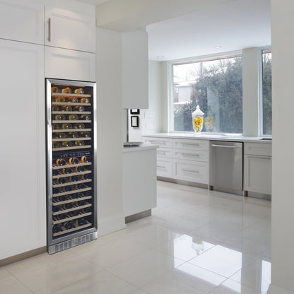 Newair - 27” 160-Bottle Dual-Zone Built-in/Freestanding Stainless Steel Wine Fridge AWR-1600DB - w/ Smooth Rolling Shelves