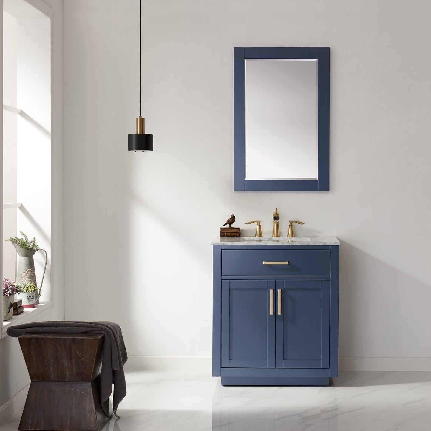 Altair Designs 30" single vanity with top - 531030-WH-CA-NM