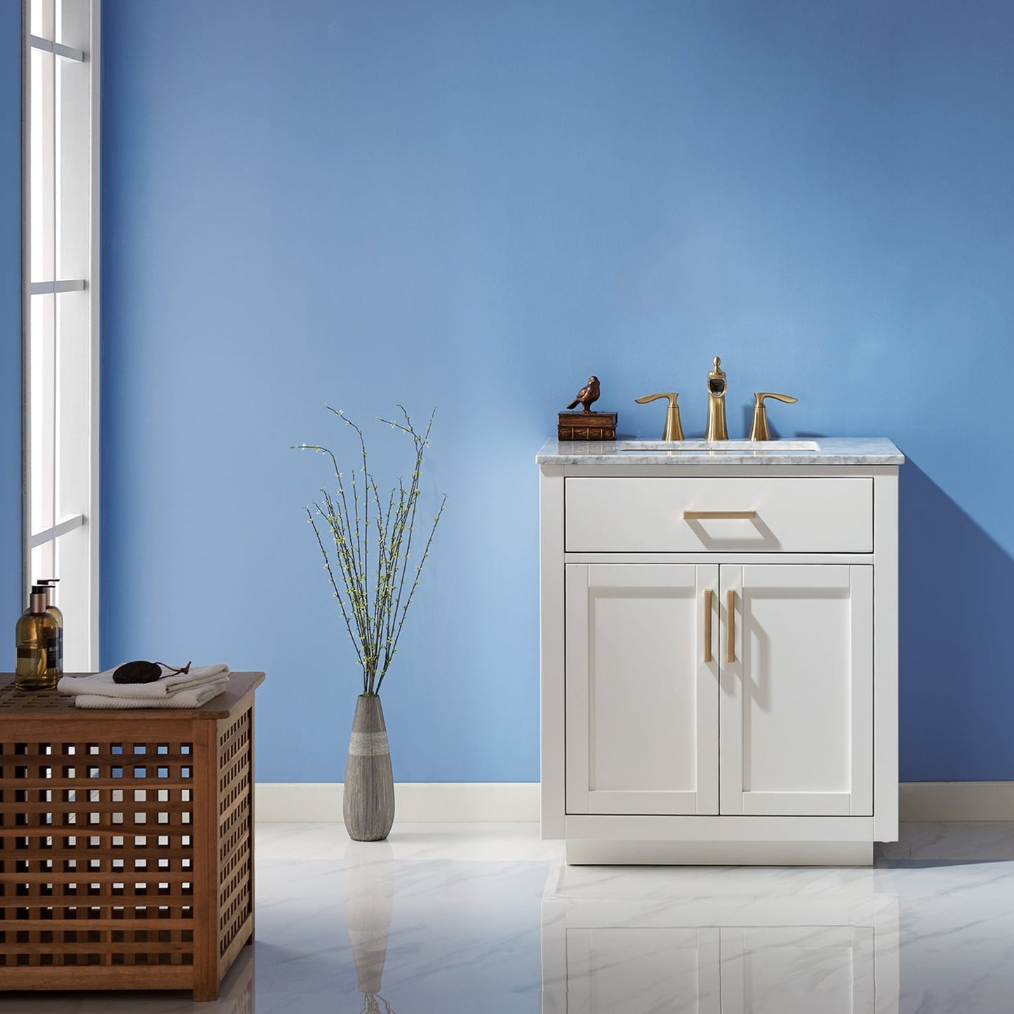 Altair Designs 30" single vanity with top - 531030-WH-CA-NM