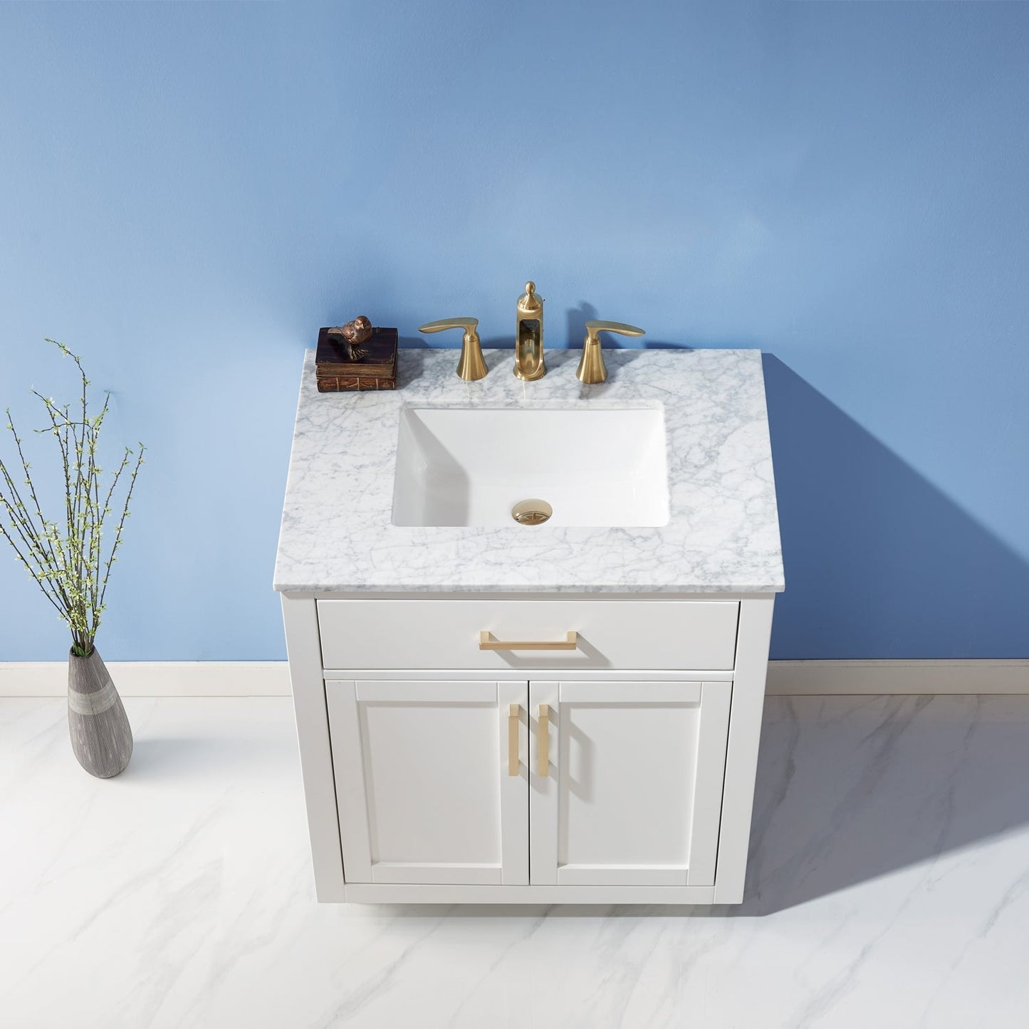 Altair Designs 30" single vanity with top - 531030-WH-CA-NM