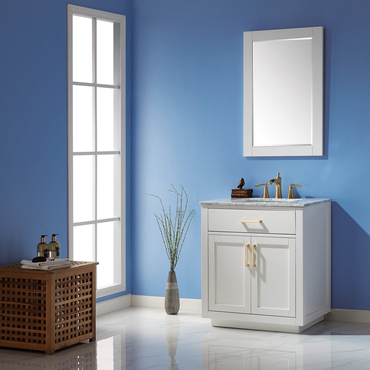 Altair Designs 30" single vanity with top - 531030-WH-CA-NM