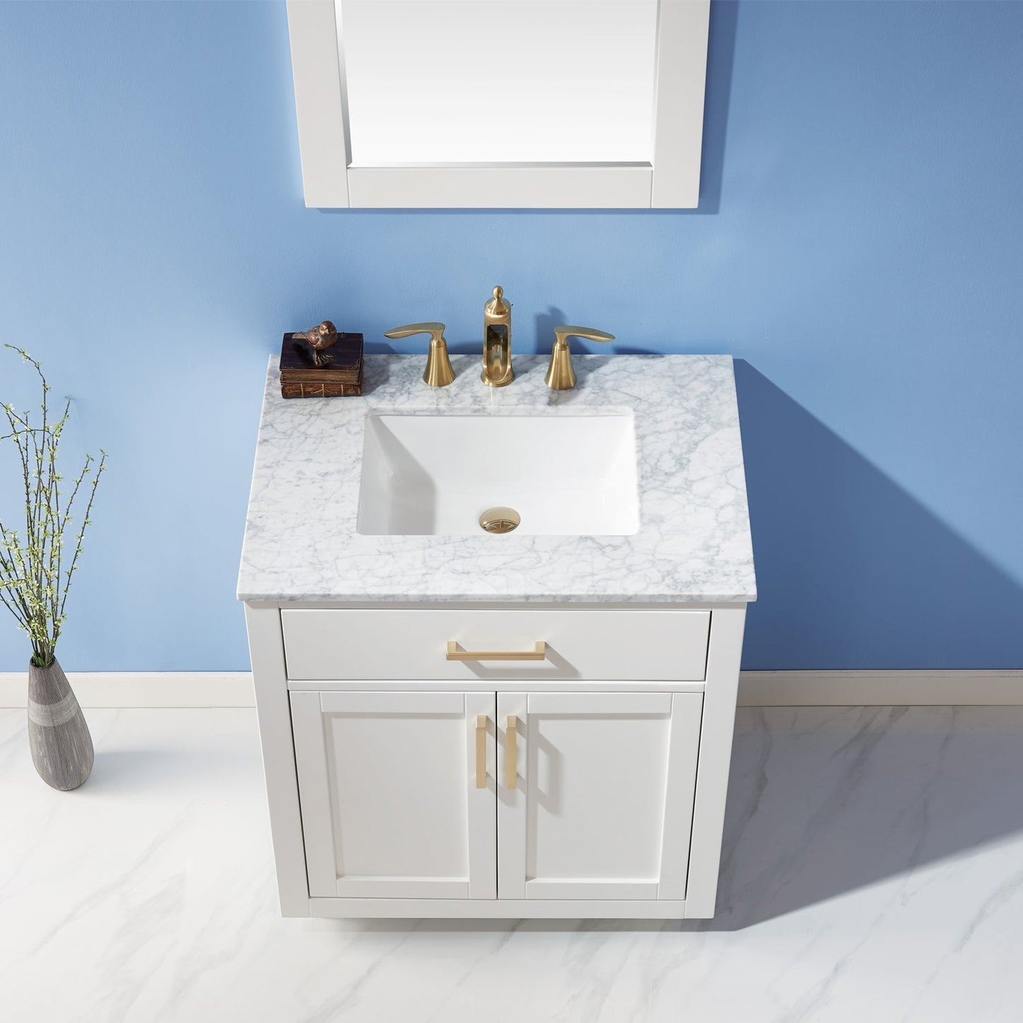 Altair Designs 30" single vanity with top - 531030-WH-CA-NM