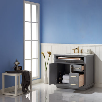 Altair Designs 36" single vanity with top - 531036-WH-CA-NM