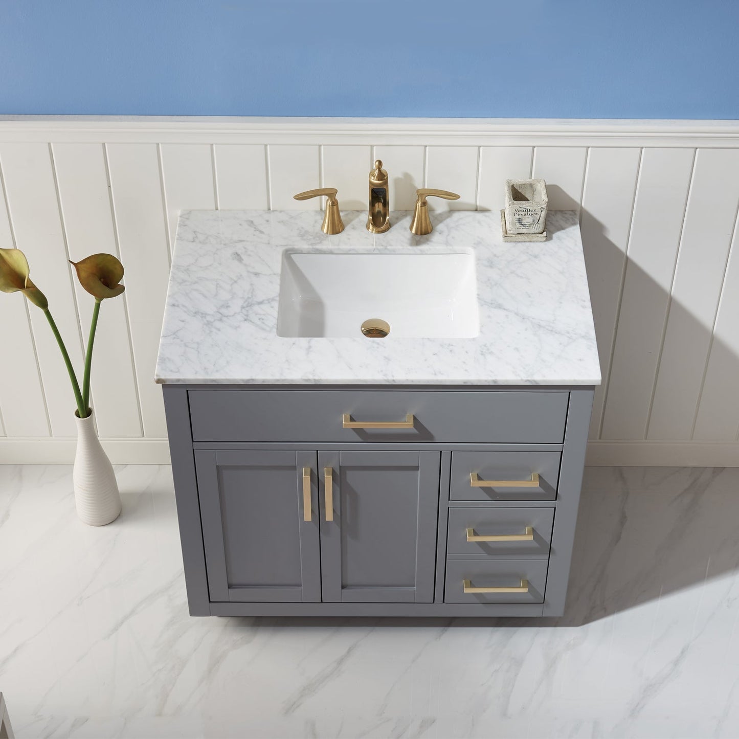 Altair Designs 36" single vanity with top - 531036-WH-CA-NM