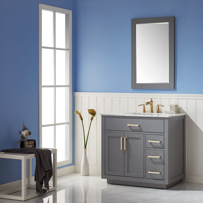 Altair Designs 36" single vanity with top - 531036-WH-CA-NM