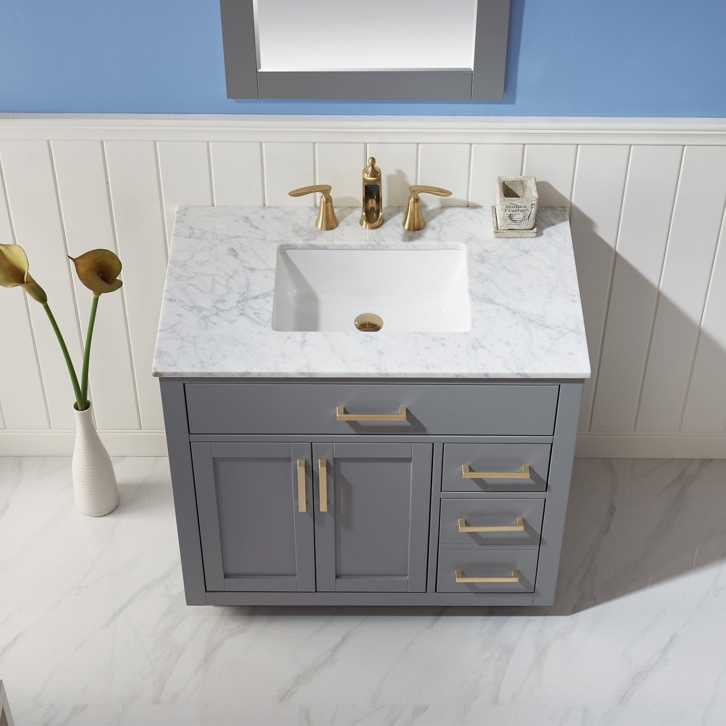 Altair Designs 36" single vanity with top - 531036-WH-CA-NM