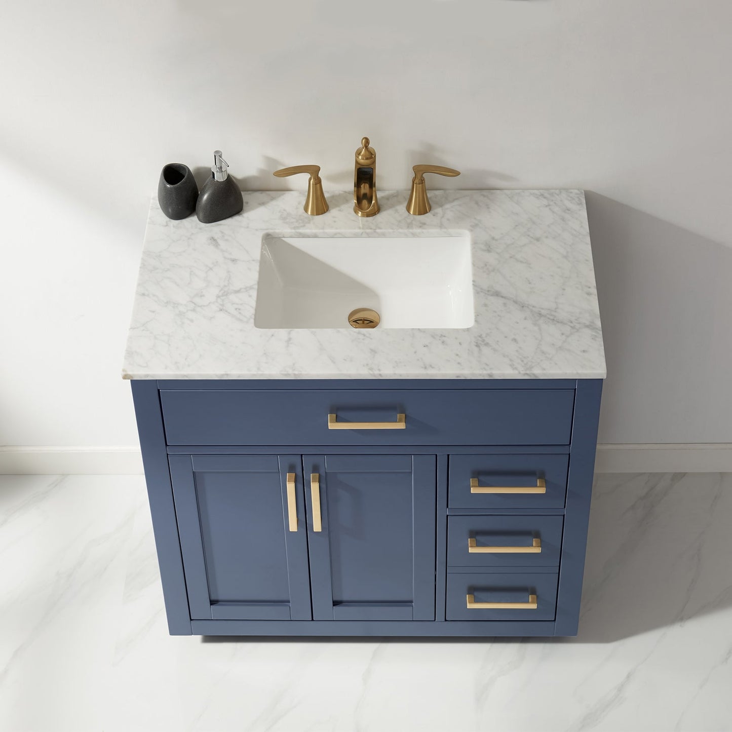 Altair Designs 36" single vanity with top - 531036-WH-CA-NM