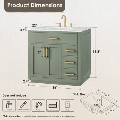 Altair Designs Ivy 30"/36"/48" single vanity with top - 531030-VG-CA-NM