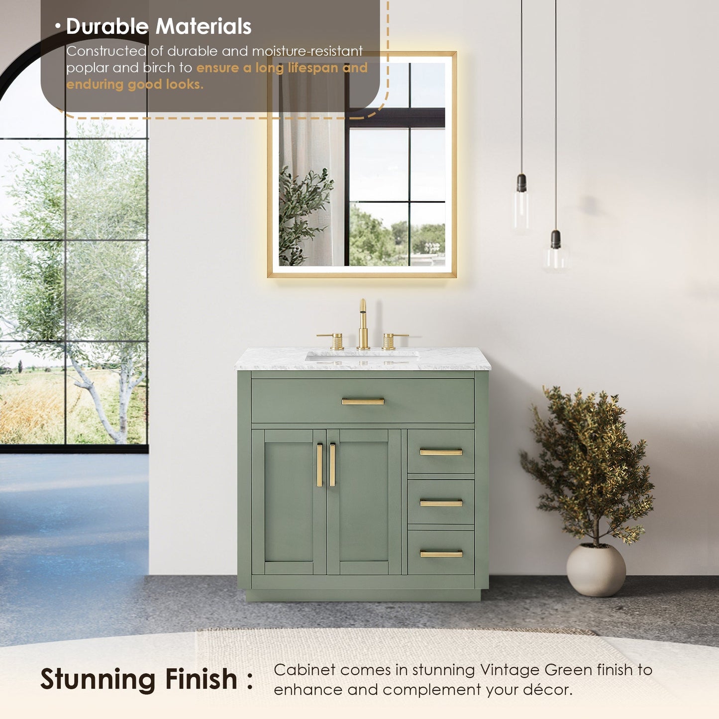 Altair Designs Ivy 30"/36"/48" single vanity with top - 531030-VG-CA-NM