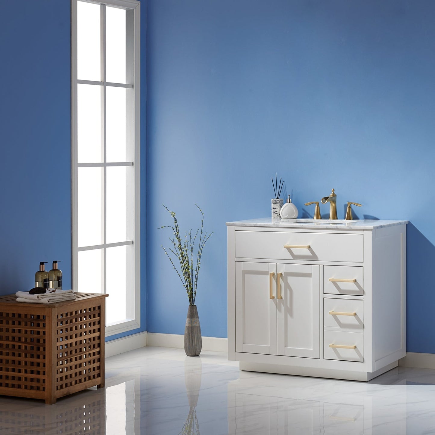 Altair Designs 36" single vanity with top - 531036-WH-CA-NM