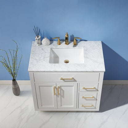 Altair Designs 36" single vanity with top - 531036-WH-CA-NM