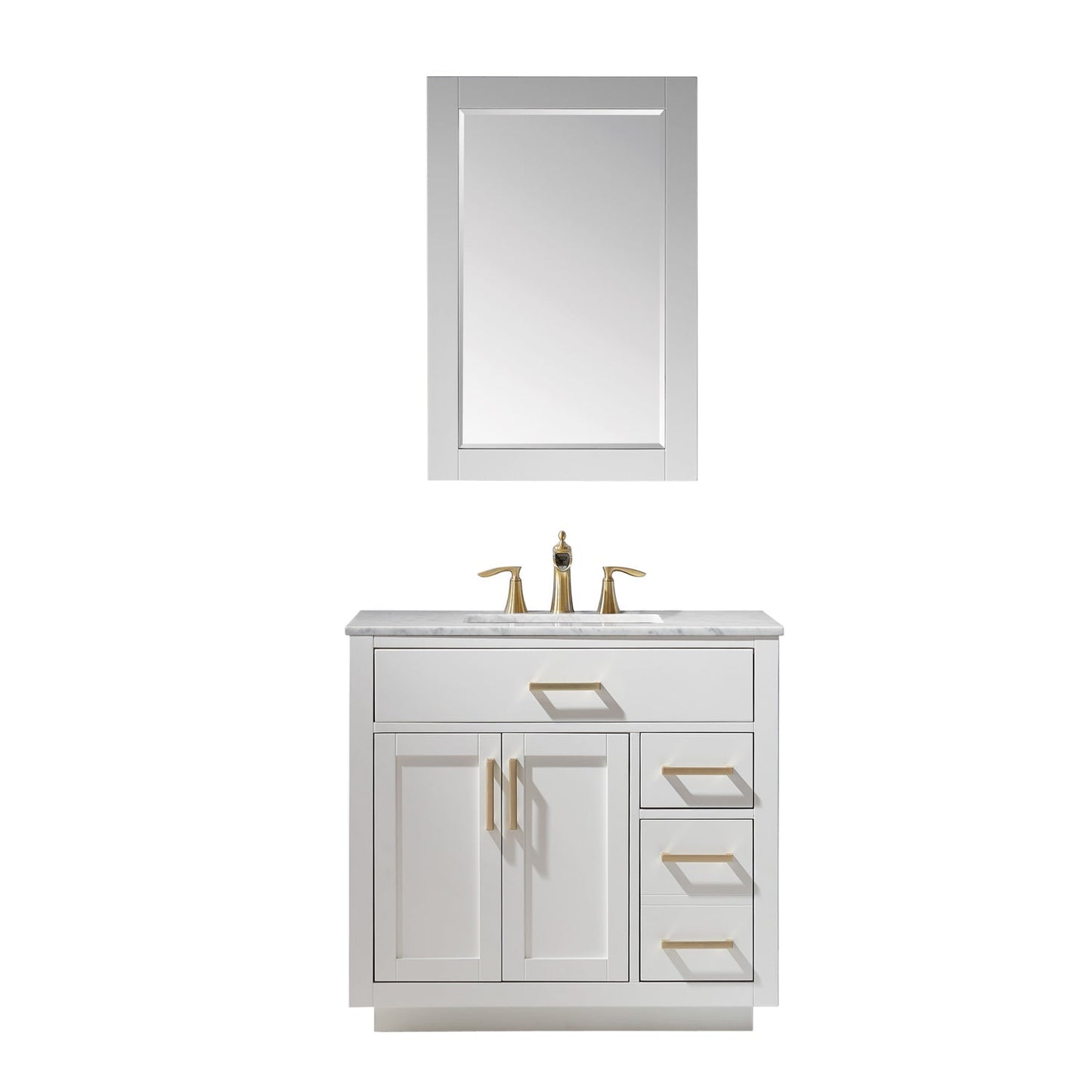 Altair Designs 36" single vanity with top - 531036-WH-CA-NM