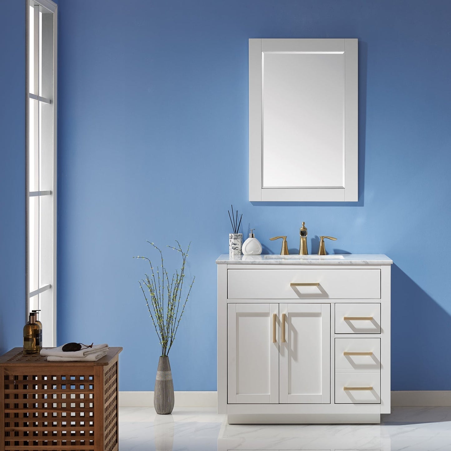 Altair Designs 36" single vanity with top - 531036-WH-CA-NM