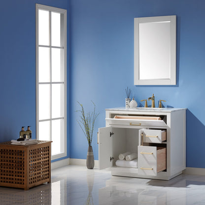 Altair Designs 36" single vanity with top - 531036-WH-CA-NM