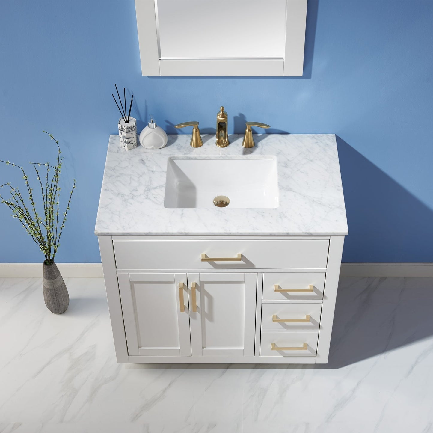 Altair Designs 36" single vanity with top - 531036-WH-CA-NM