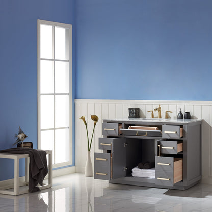 Altair Designs 48" single vanity with top - 531048-WH-CA-NM