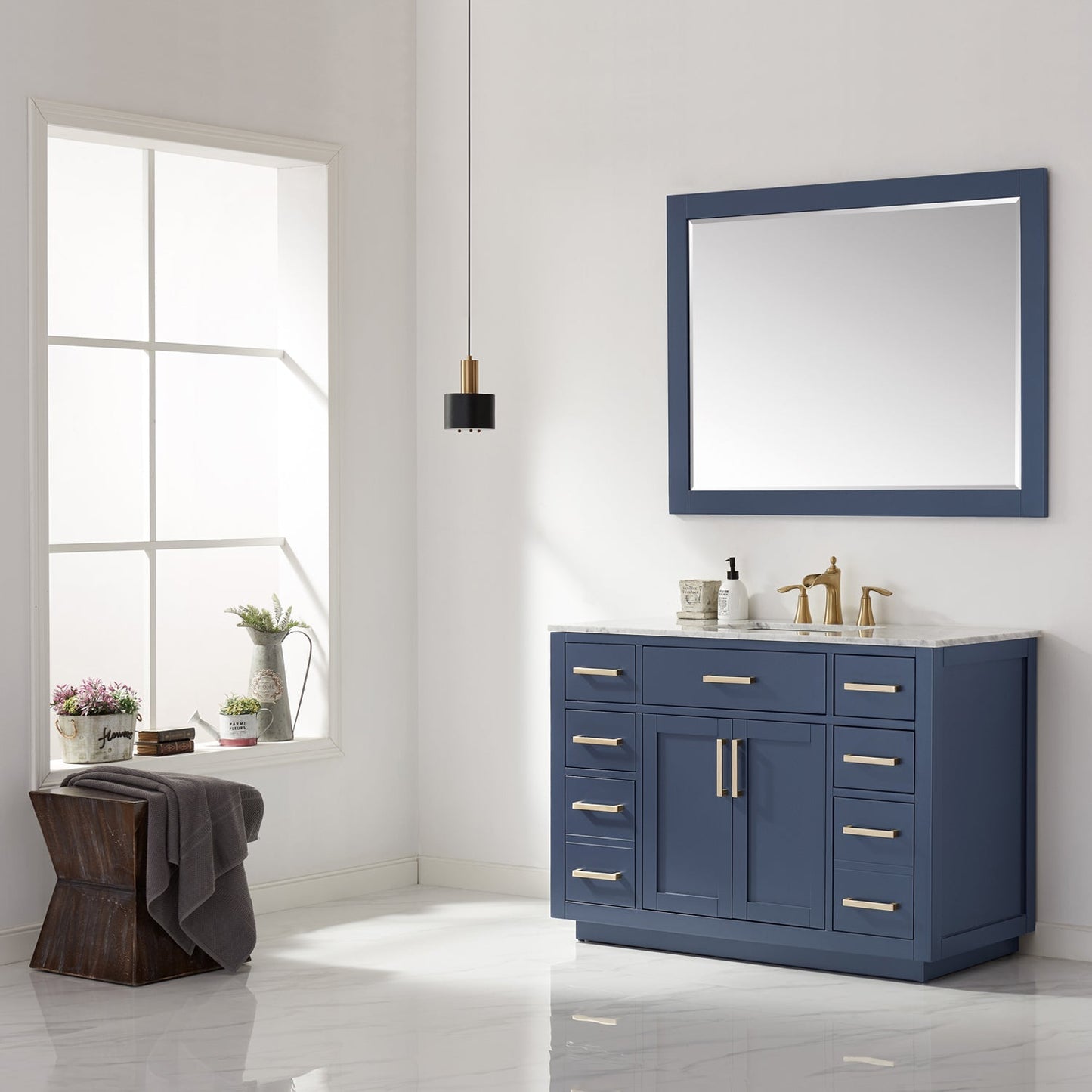 Altair Designs 48" single vanity with top - 531048-WH-CA-NM