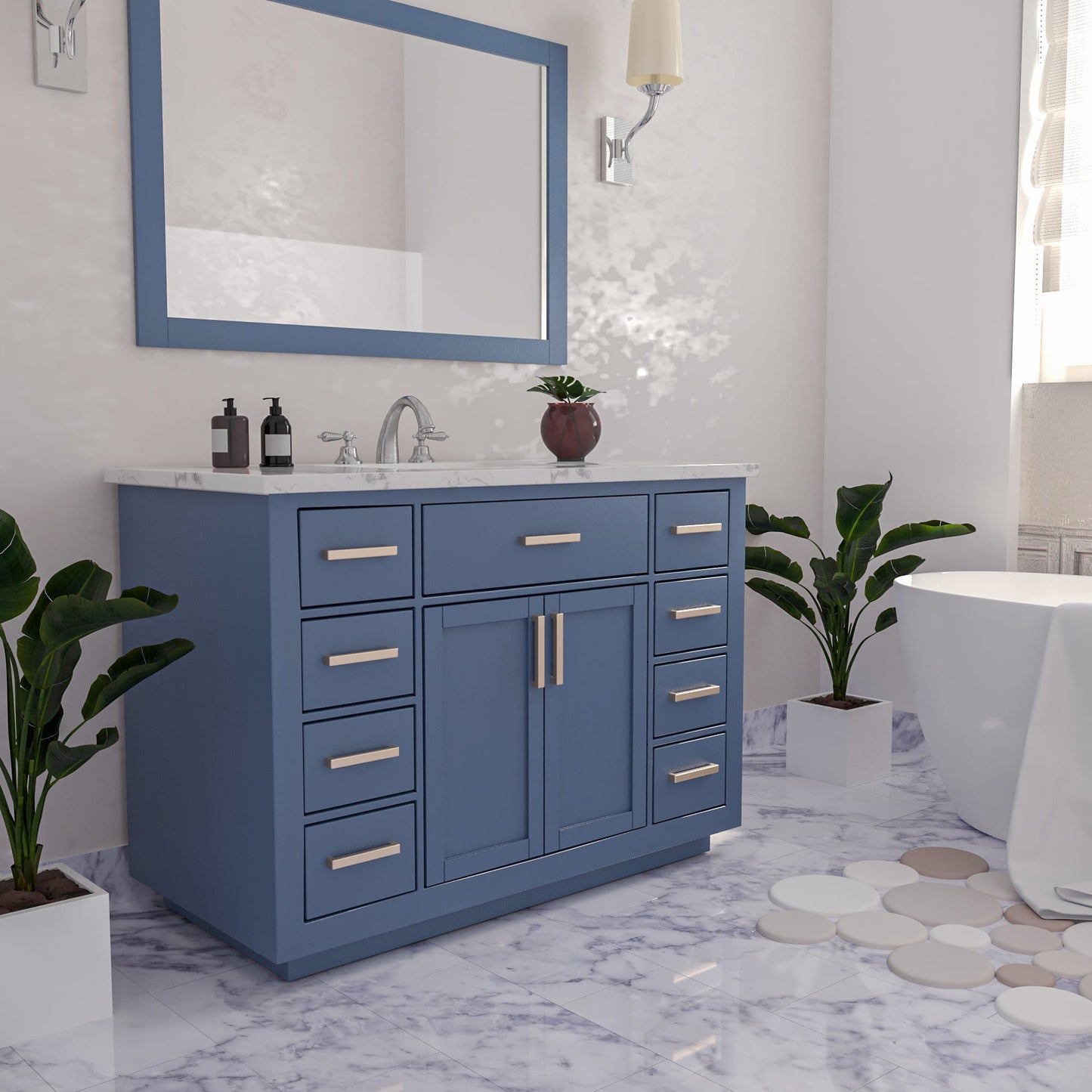 Altair Designs 48" single vanity with top - 531048-WH-CA-NM