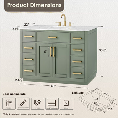Altair Designs Ivy 30"/36"/48" single vanity with top - 531030-VG-CA-NM
