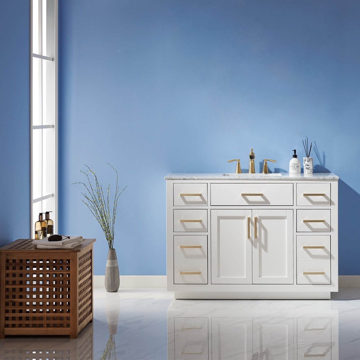 Altair Designs 48" single vanity with top - 531048-WH-CA-NM