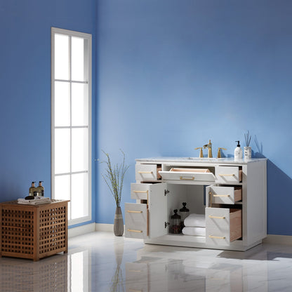 Altair Designs 48" single vanity with top - 531048-WH-CA-NM