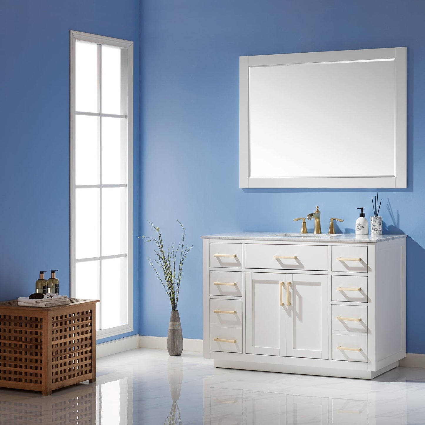 Altair Designs 48" single vanity with top - 531048-WH-CA-NM