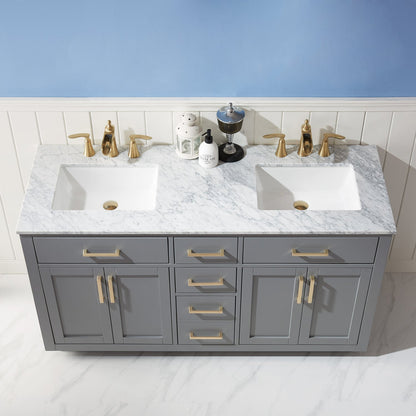 Altair Designs 60" double vanity with top - 531060-WH-CA-NM