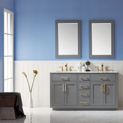 Altair Designs 60" double vanity with top - 531060-WH-CA-NM