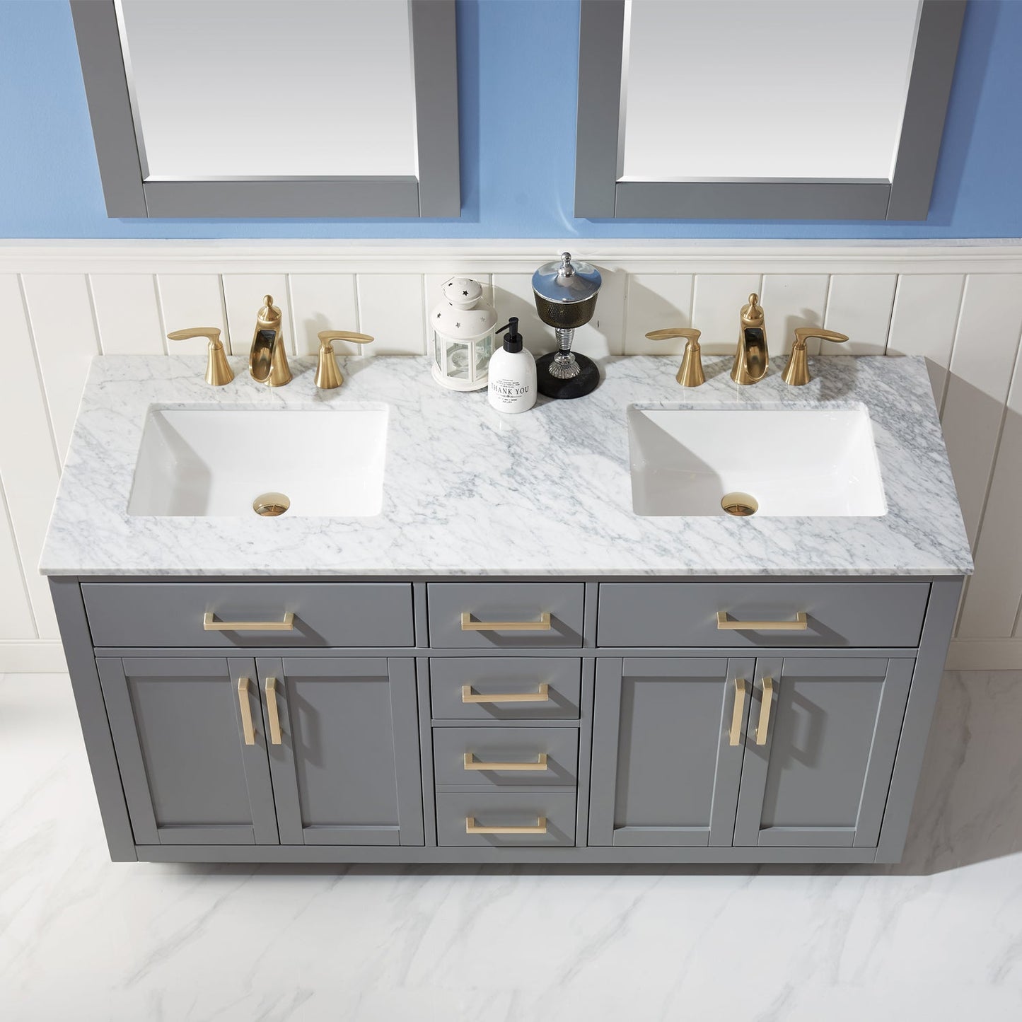 Altair Designs 60" double vanity with top - 531060-WH-CA-NM