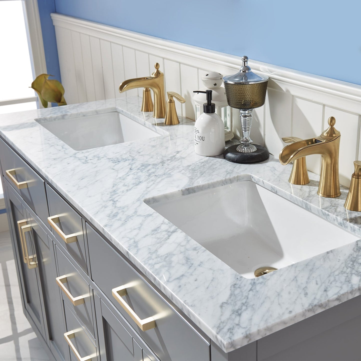 Altair Designs 60" double vanity with top - 531060-WH-CA-NM