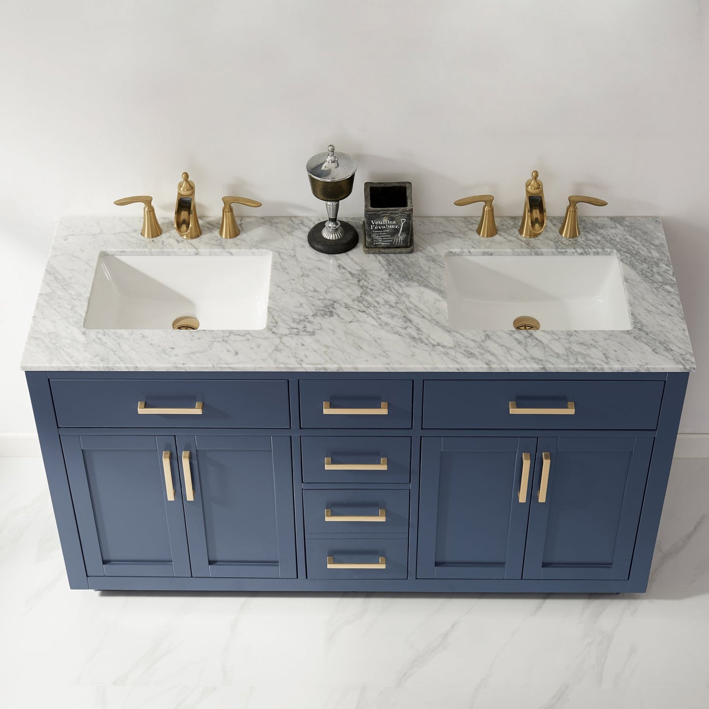 Altair Designs 60" double vanity with top - 531060-WH-CA-NM