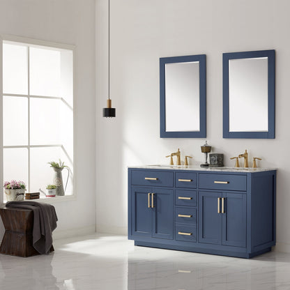 Altair Designs 60" double vanity with top - 531060-WH-CA-NM