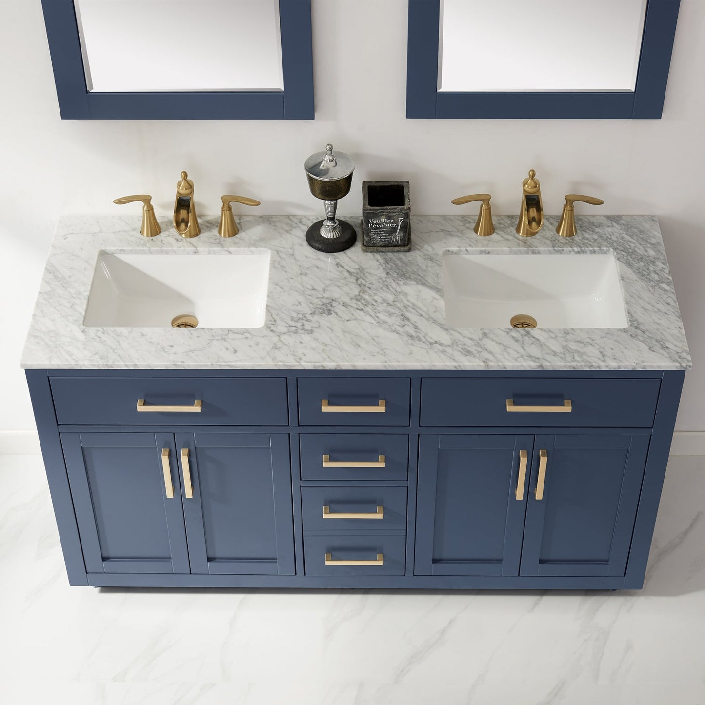 Altair Designs 60" double vanity with top - 531060-WH-CA-NM