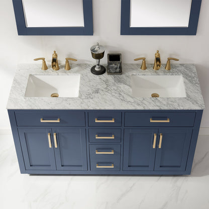 Altair Designs 60" double vanity with top - 531060-WH-CA-NM