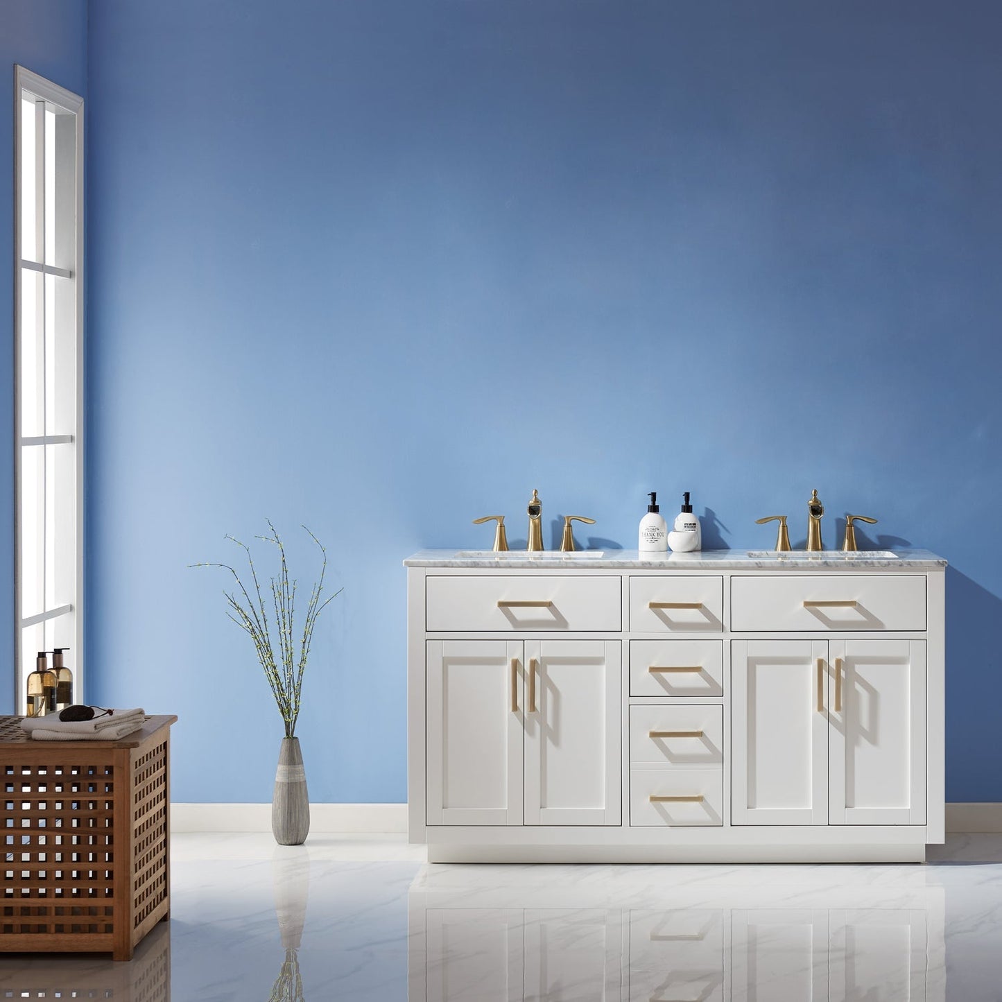 Altair Designs 60" double vanity with top - 531060-WH-CA-NM