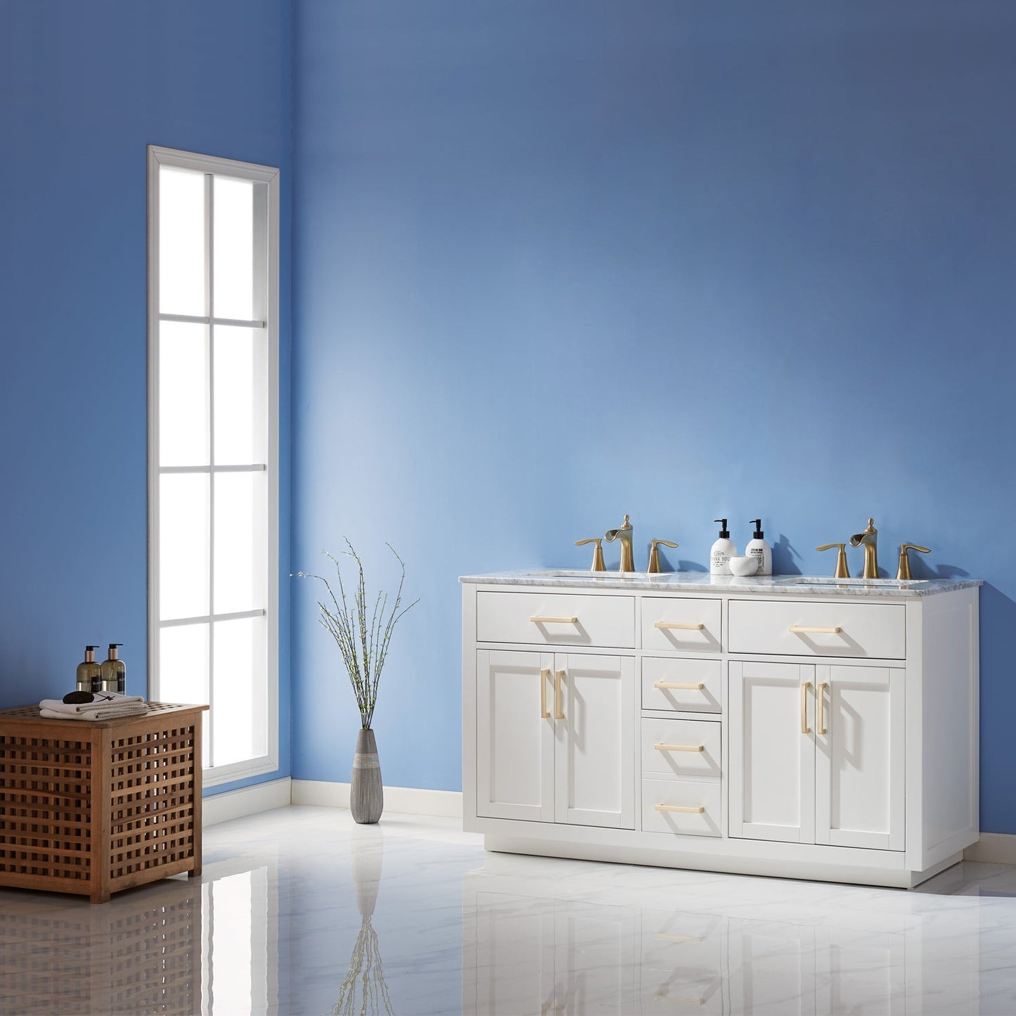 Altair Designs 60" double vanity with top - 531060-WH-CA-NM