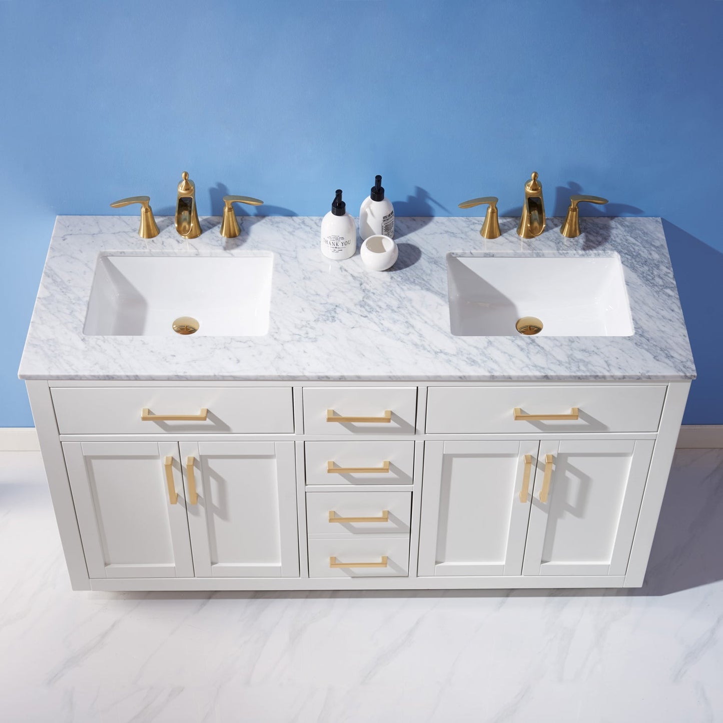 Altair Designs 60" double vanity with top - 531060-WH-CA-NM