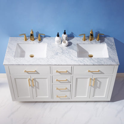Altair Designs 60" double vanity with top - 531060-WH-CA-NM