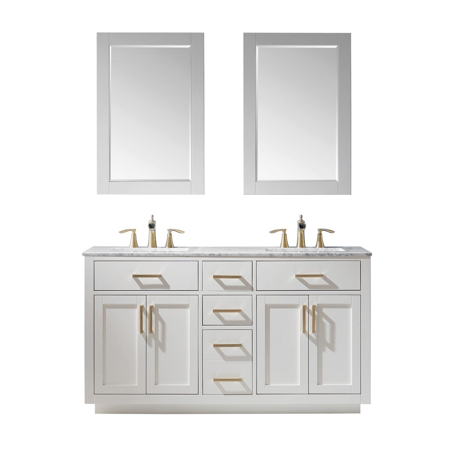 Altair Designs 60" double vanity with top - 531060-WH-CA-NM