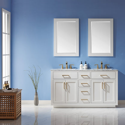 Altair Designs 60" double vanity with top - 531060-WH-CA-NM