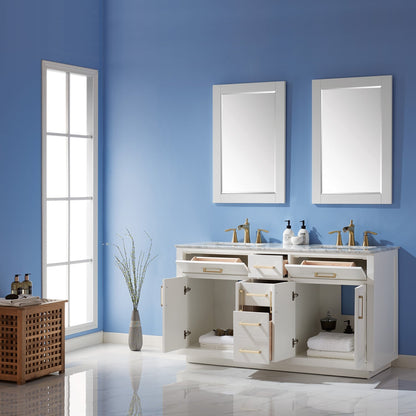 Altair Designs 60" double vanity with top - 531060-WH-CA-NM