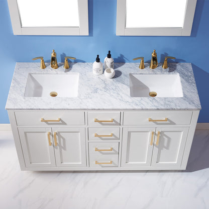 Altair Designs 60" double vanity with top - 531060-WH-CA-NM