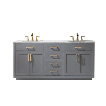 Altair Designs 72" double vanity with top - 531072-WH-CA-NM